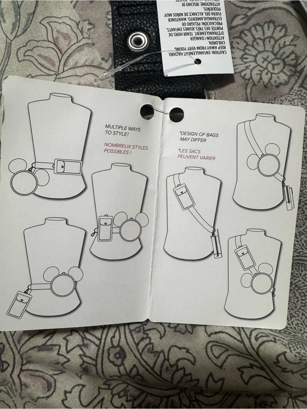 Disney Parks Mickey Mouse Convertible Bag Strap Disney Pins Gear | NWT